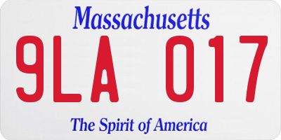 MA license plate 9LA017