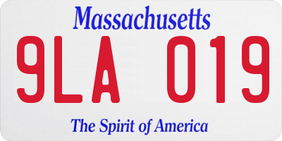 MA license plate 9LA019