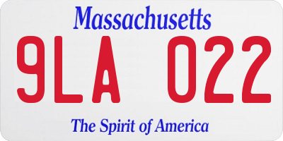 MA license plate 9LA022