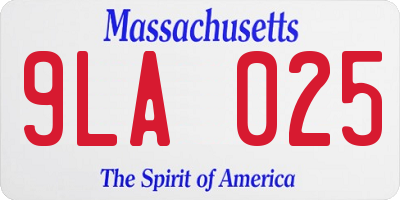 MA license plate 9LA025