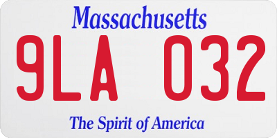 MA license plate 9LA032