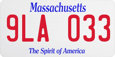 MA license plate 9LA033