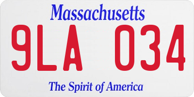 MA license plate 9LA034