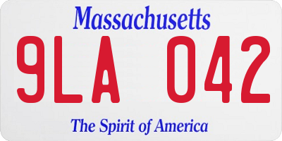 MA license plate 9LA042