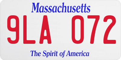 MA license plate 9LA072