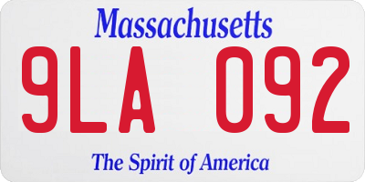 MA license plate 9LA092