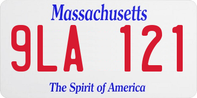 MA license plate 9LA121