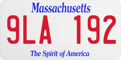 MA license plate 9LA192