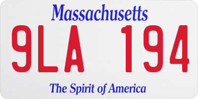 MA license plate 9LA194