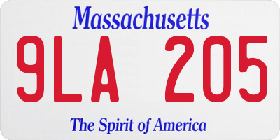 MA license plate 9LA205