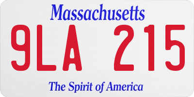 MA license plate 9LA215