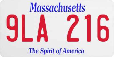 MA license plate 9LA216