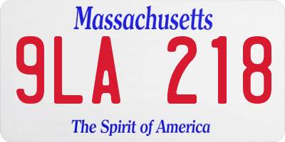 MA license plate 9LA218