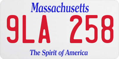 MA license plate 9LA258
