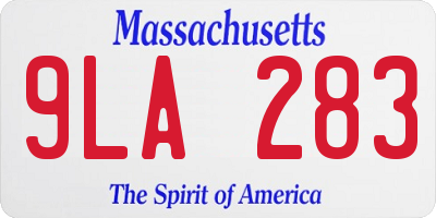 MA license plate 9LA283