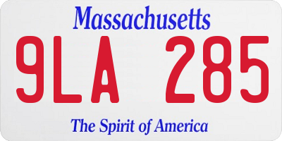 MA license plate 9LA285