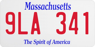 MA license plate 9LA341