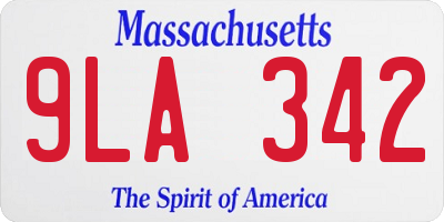 MA license plate 9LA342