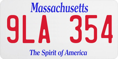 MA license plate 9LA354