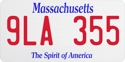 MA license plate 9LA355
