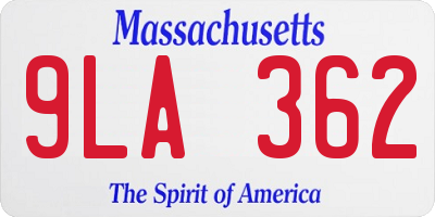 MA license plate 9LA362
