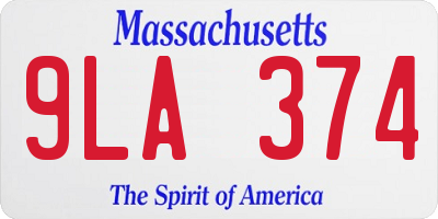 MA license plate 9LA374