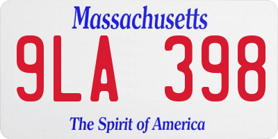 MA license plate 9LA398