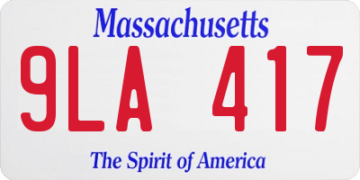 MA license plate 9LA417