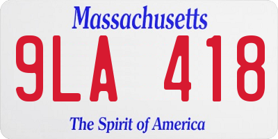 MA license plate 9LA418