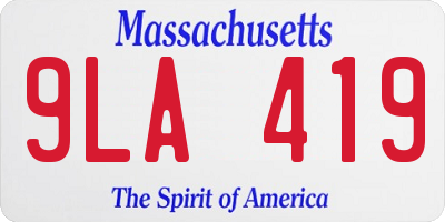 MA license plate 9LA419