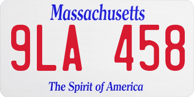 MA license plate 9LA458
