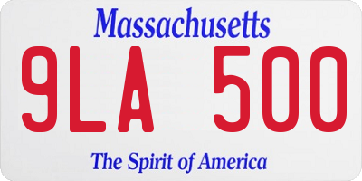 MA license plate 9LA500
