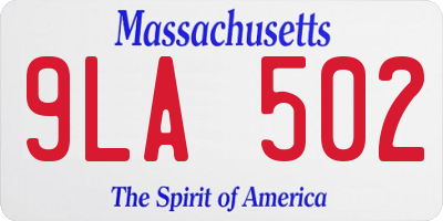 MA license plate 9LA502