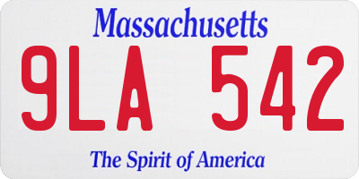 MA license plate 9LA542