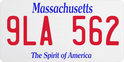 MA license plate 9LA562