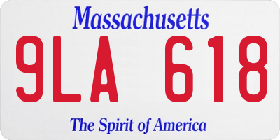 MA license plate 9LA618