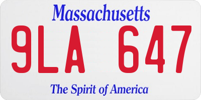 MA license plate 9LA647