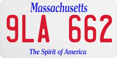 MA license plate 9LA662