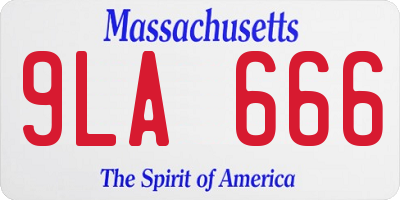 MA license plate 9LA666