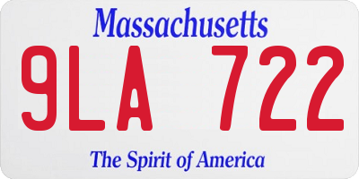 MA license plate 9LA722