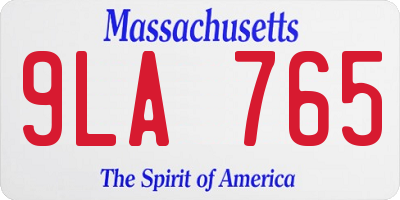 MA license plate 9LA765