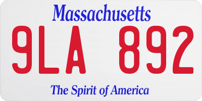 MA license plate 9LA892