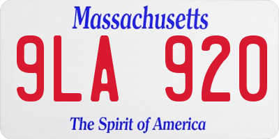 MA license plate 9LA920