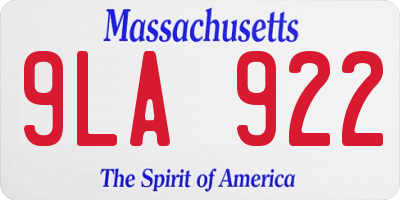 MA license plate 9LA922