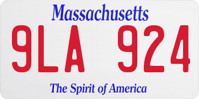 MA license plate 9LA924