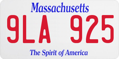 MA license plate 9LA925