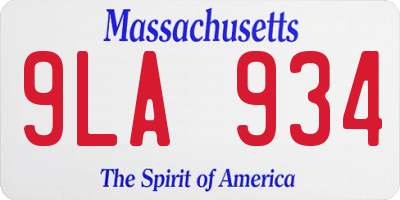 MA license plate 9LA934