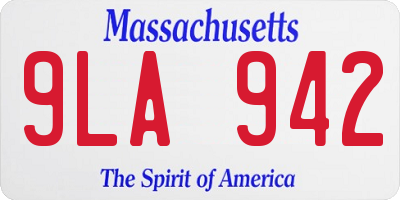 MA license plate 9LA942