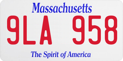 MA license plate 9LA958