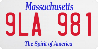 MA license plate 9LA981